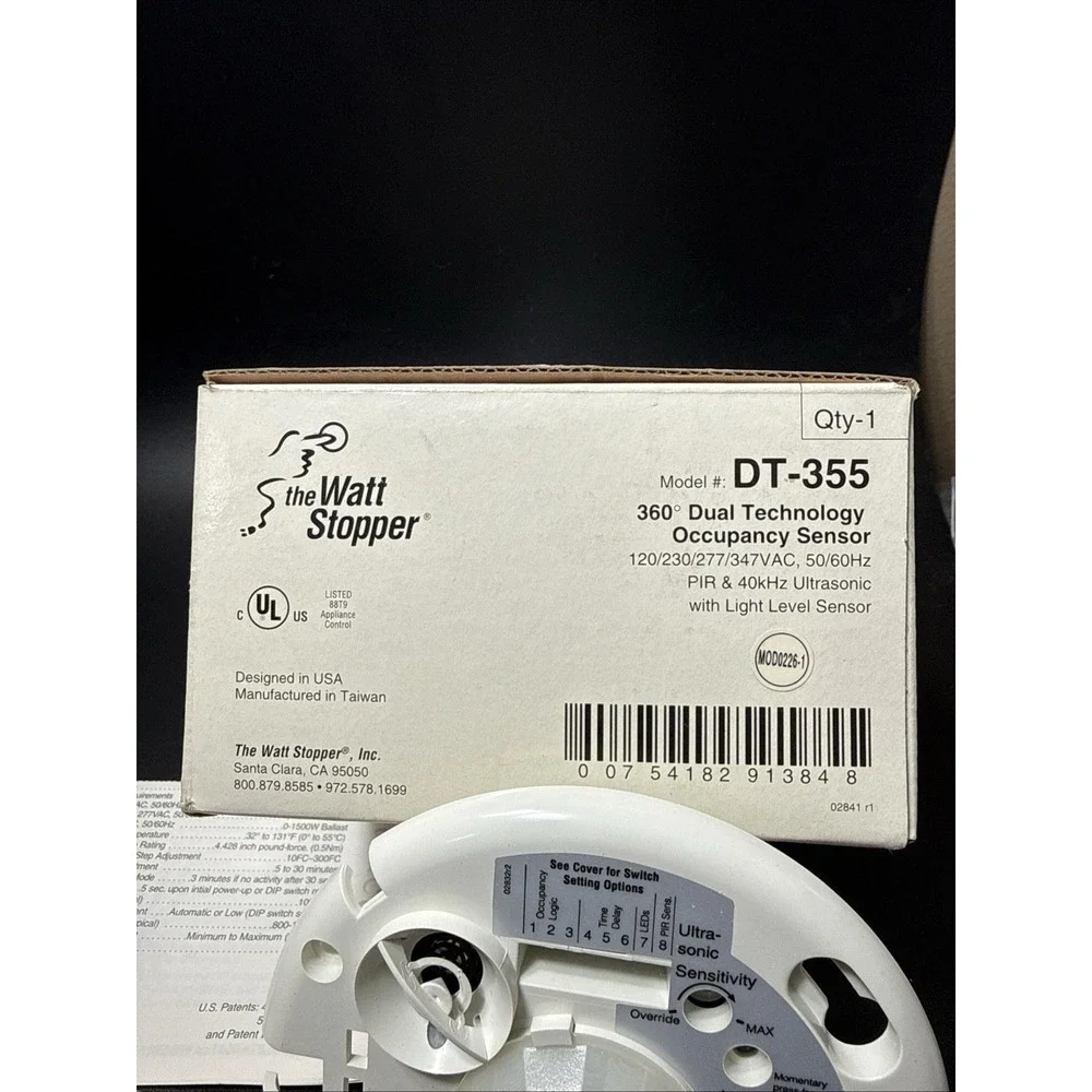 Wattstopper DT-355 Dual Tech Ceiling Occupancy PIR Ultrasonic Sensor 120-347V
